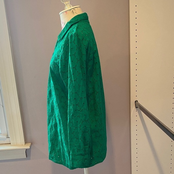 Nicole Miller Green Eyelet Blouse - Picture 5 of 8